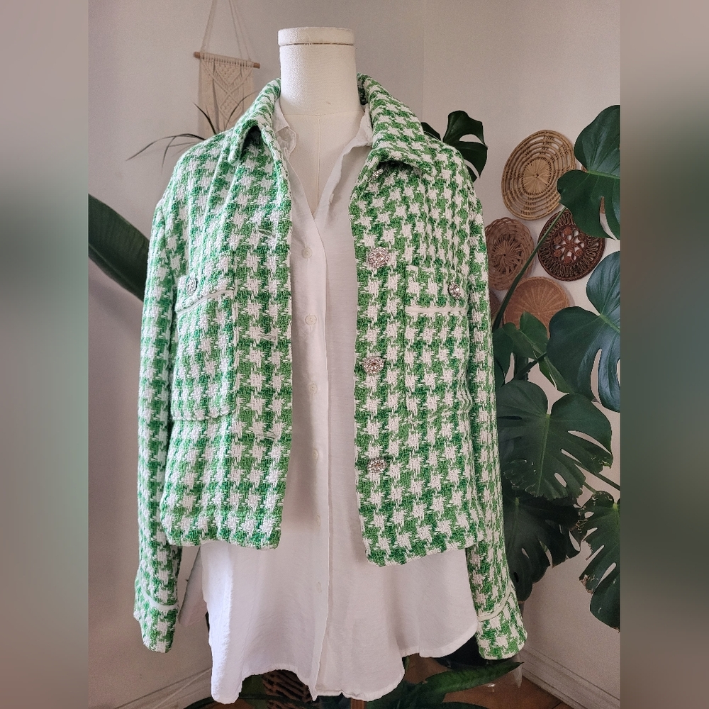 Esqualo Green Houndstooth Women's Jacket - Picture 4 of 8